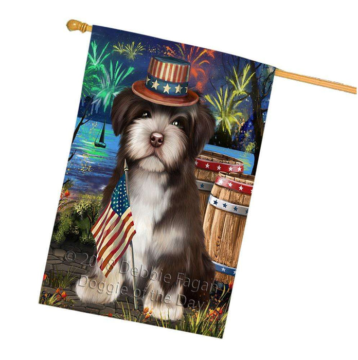 4th of July Independence Day Fireworks Havanese Dog at the Lake House Flag FLG51229