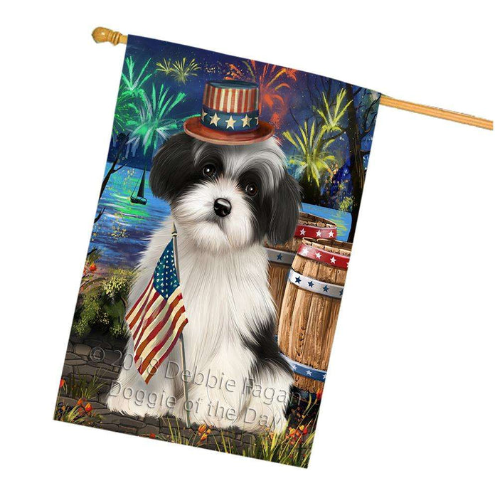 4th of July Independence Day Fireworks Havanese Dog at the Lake House Flag FLG51230