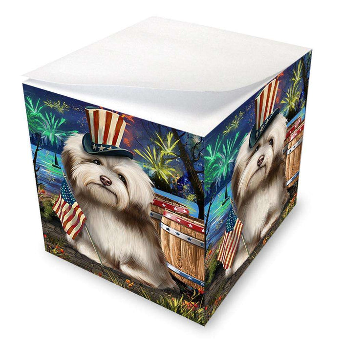 4th of July Independence Day Fireworks Havanese Dog at the Lake Note Cube NOC51168