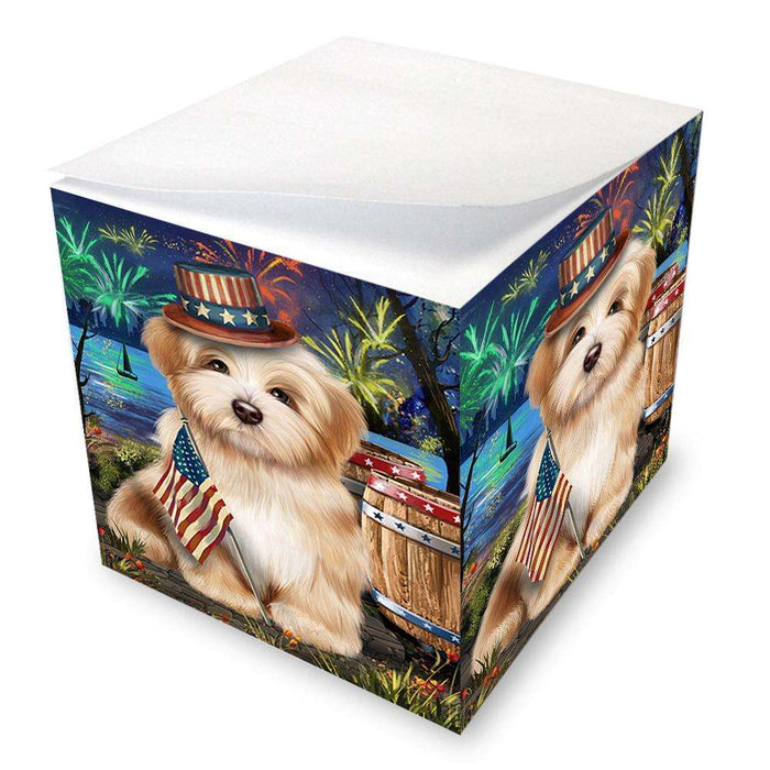 4th of July Independence Day Fireworks Havanese Dog at the Lake Note Cube NOC51169