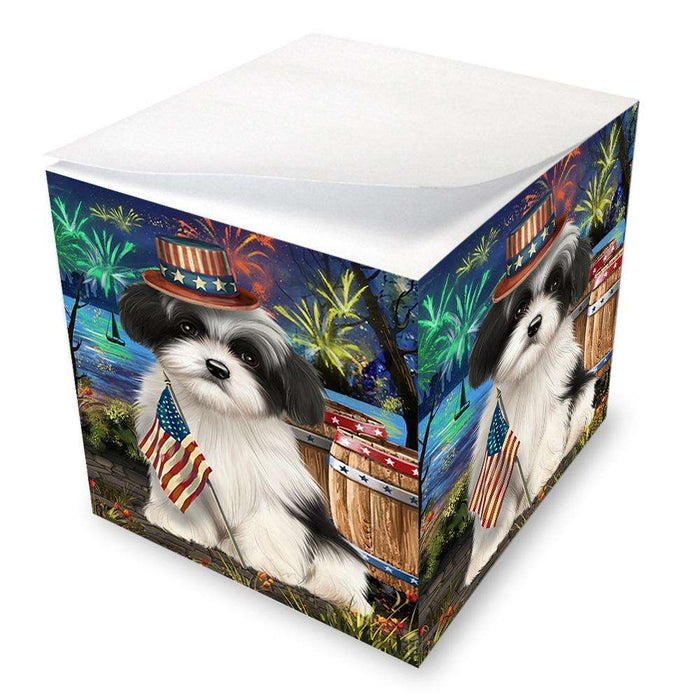 4th of July Independence Day Fireworks Havanese Dog at the Lake Note Cube NOC51172