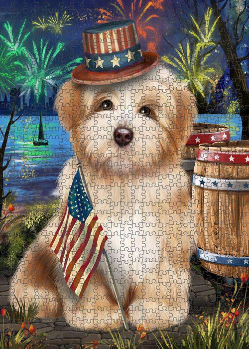 4th of July Independence Day Fireworks Havanese Dog at the Lake Puzzle with Photo Tin PUZL57369