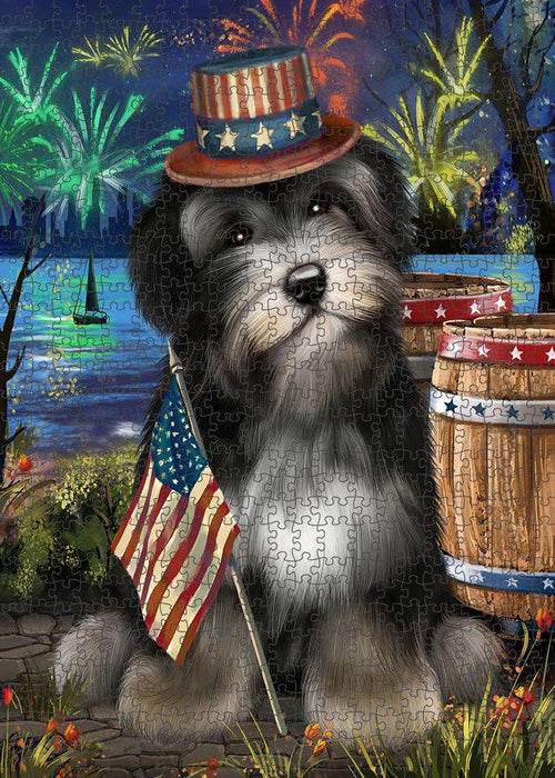 4th of July Independence Day Fireworks Havanese Dog at the Lake Puzzle with Photo Tin PUZL57372