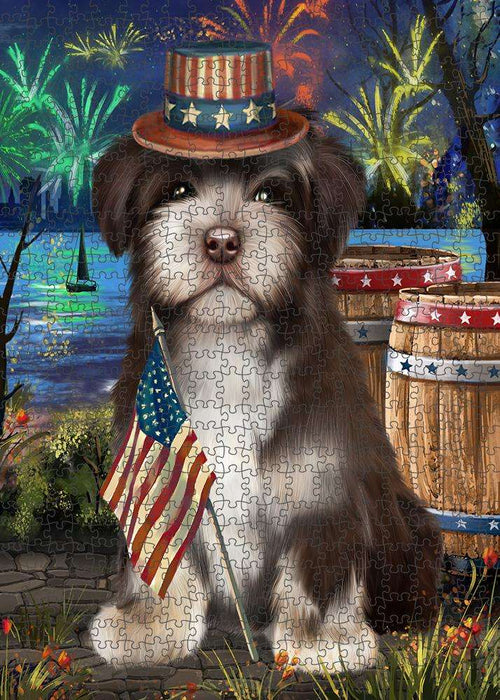 4th of July Independence Day Fireworks Havanese Dog at the Lake Puzzle with Photo Tin PUZL57375