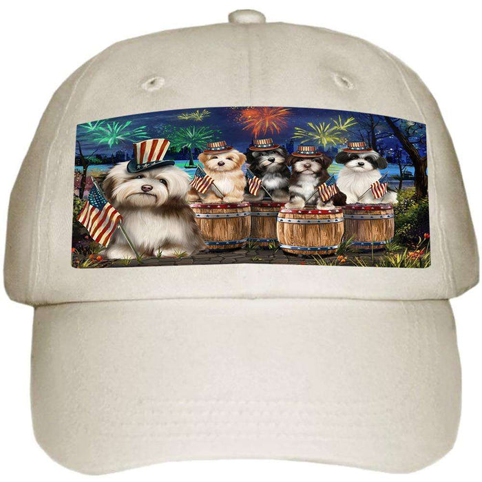 4th of July Independence Day Fireworks Havaneses at the Lake Ball Hat Cap HAT56847