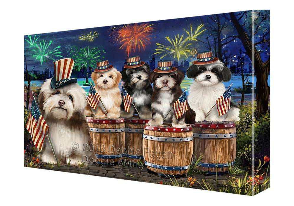 4th of July Independence Day Fireworks Havaneses at the Lake Canvas Print Wall Art Décor CVS75932
