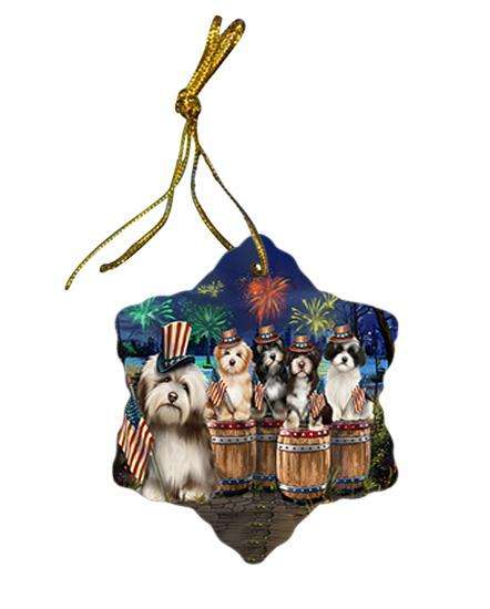 4th of July Independence Day Fireworks Havaneses at the Lake Star Porcelain Ornament SPOR51030