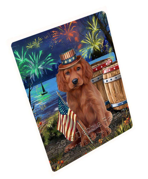 4th of July Independence Day Fireworks Irish Setter Dog at the Lake Blanket BLNKT76656