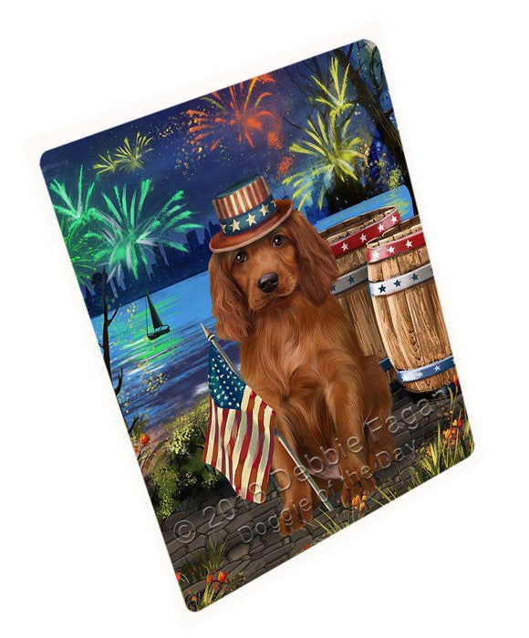 4th of July Independence Day Fireworks Irish Setter Dog at the Lake Blanket BLNKT76665
