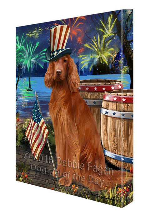 4th of July Independence Day Fireworks Irish Setter Dog at the Lake Canvas Print Wall Art Décor CVS77147