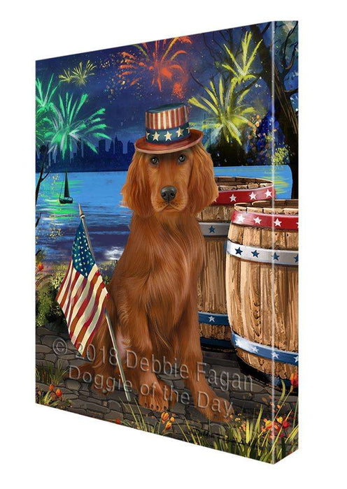4th of July Independence Day Fireworks Irish Setter Dog at the Lake Canvas Print Wall Art Décor CVS77156