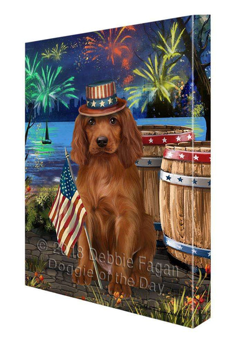 4th of July Independence Day Fireworks Irish Setter Dog at the Lake Canvas Print Wall Art Décor CVS77174