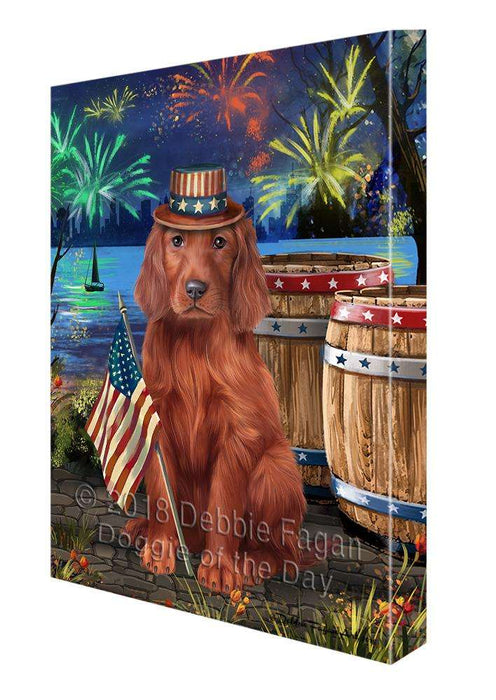 4th of July Independence Day Fireworks Irish Setter Dog at the Lake Canvas Print Wall Art Décor CVS77183