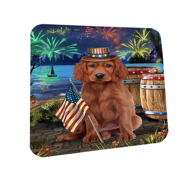 4th of July Independence Day Fireworks Irish Setter Dog at the Lake Coasters Set of 4 CST51134