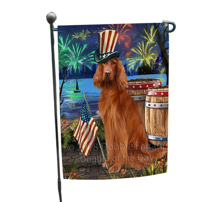 4th of July Independence Day Fireworks Irish Setter Dog at the Lake Garden Flag GFLG51095