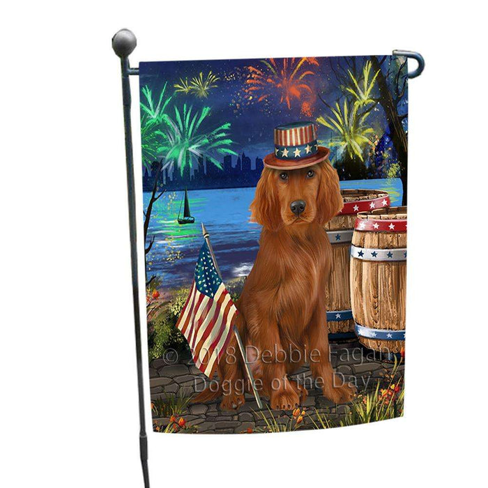 4th of July Independence Day Fireworks Irish Setter Dog at the Lake Garden Flag GFLG51096