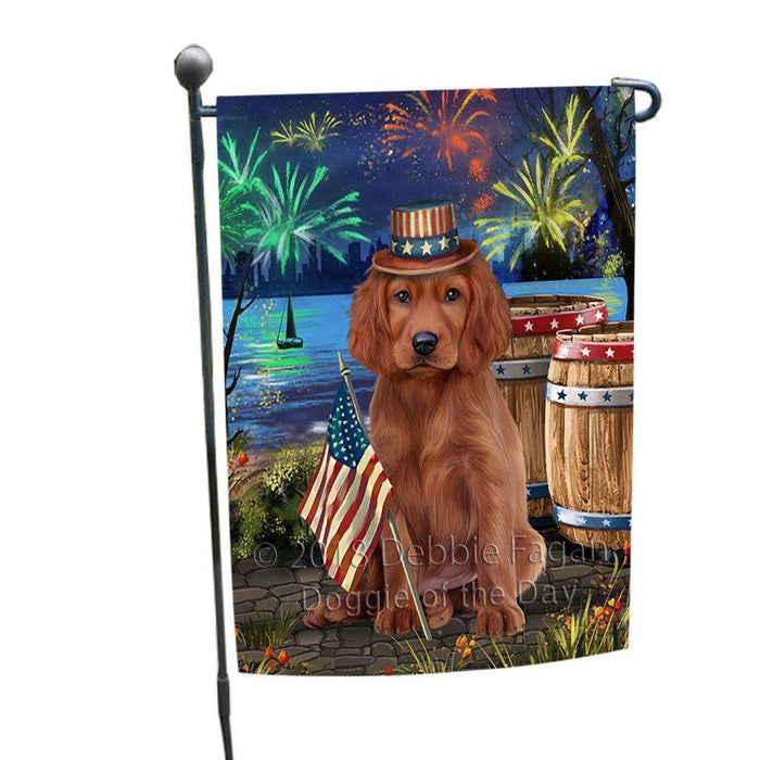 4th of July Independence Day Fireworks Irish Setter Dog at the Lake Garden Flag GFLG51097