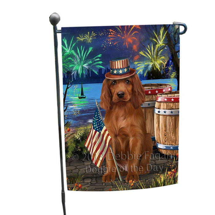 4th of July Independence Day Fireworks Irish Setter Dog at the Lake Garden Flag GFLG51098