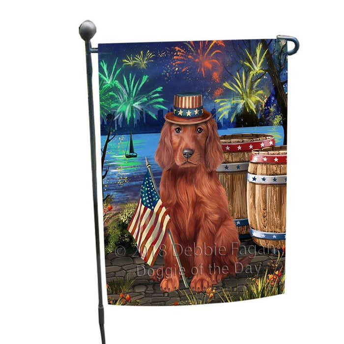 4th of July Independence Day Fireworks Irish Setter Dog at the Lake Garden Flag GFLG51099