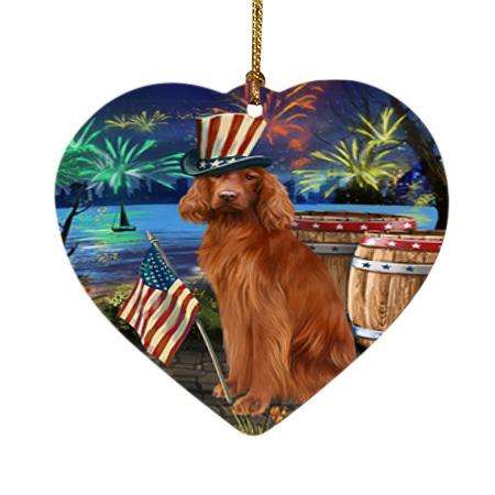 4th of July Independence Day Fireworks Irish Setter Dog at the Lake Heart Christmas Ornament HPOR51173