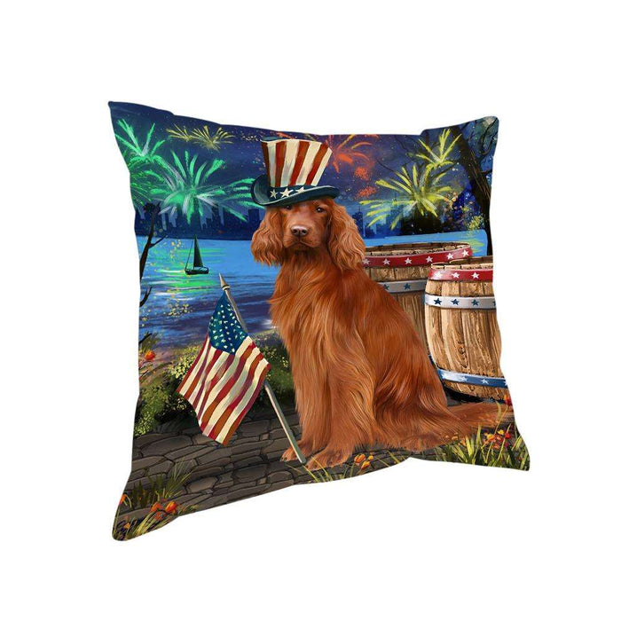 4th of July Independence Day Fireworks Irish Setter Dog at the Lake Pillow PIL60756