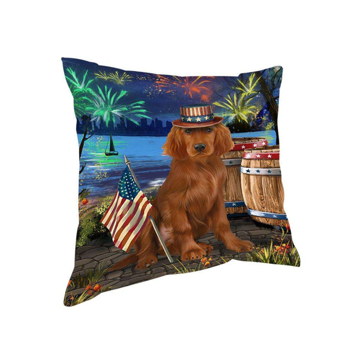 4th of July Independence Day Fireworks Irish Setter Dog at the Lake Pillow PIL60760