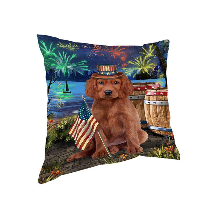 4th of July Independence Day Fireworks Irish Setter Dog at the Lake Pillow PIL60764