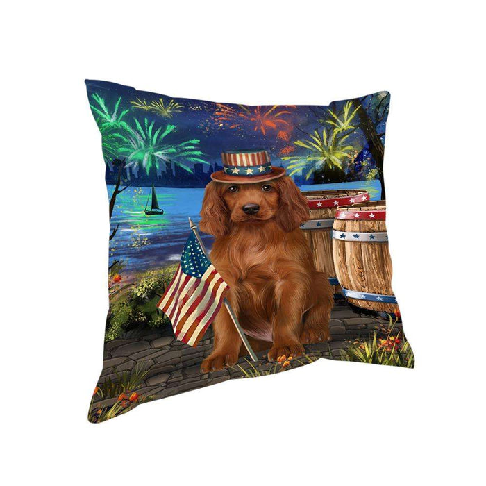 4th of July Independence Day Fireworks Irish Setter Dog at the Lake Pillow PIL60768