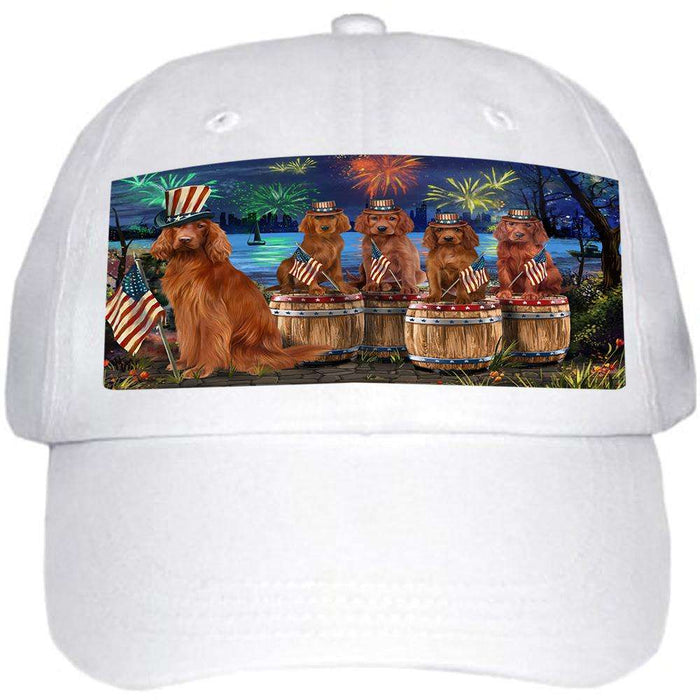 4th of July Independence Day Fireworks Irish Setters at the Lake Ball Hat Cap HAT56850