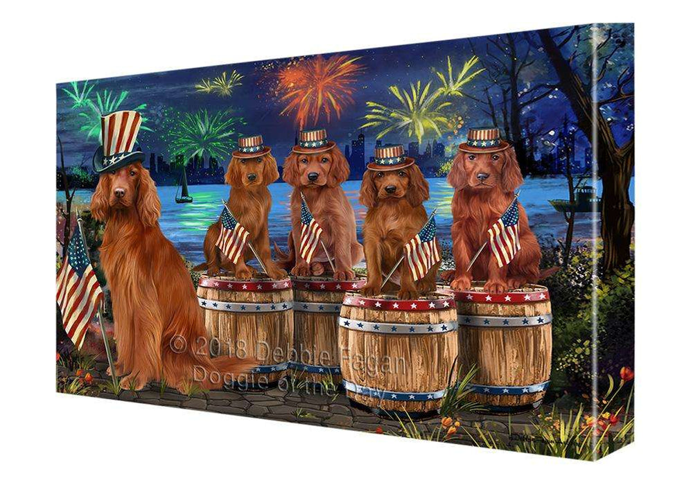 4th of July Independence Day Fireworks Irish Setters at the Lake Canvas Print Wall Art Décor CVS75941