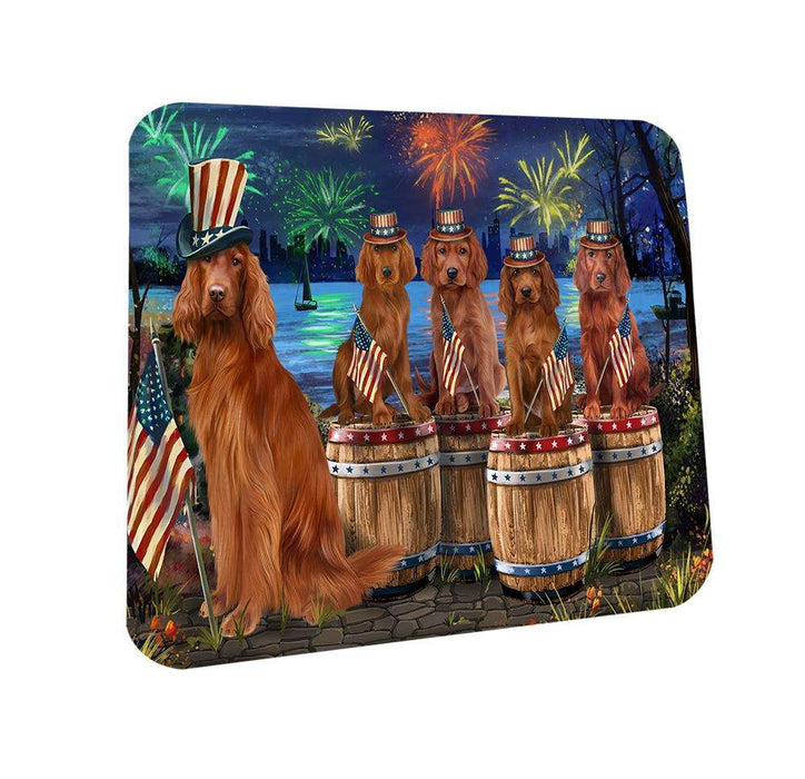 4th of July Independence Day Fireworks Irish Setters at the Lake Coasters Set of 4 CST50998