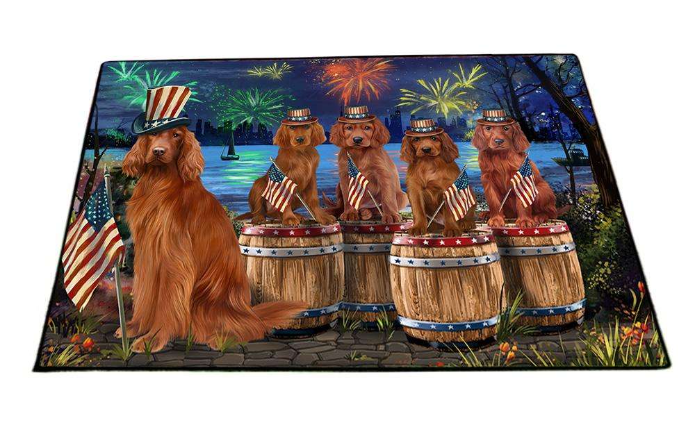 4th of July Independence Day Fireworks Irish Setters at the Lake Floormat FLMS50943