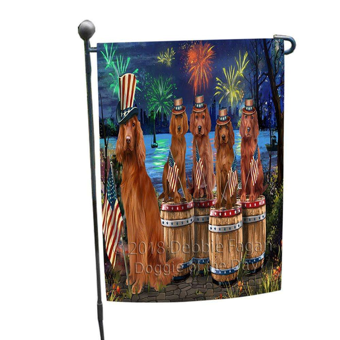 4th of July Independence Day Fireworks Irish Setters at the Lake Garden Flag GFLG50961