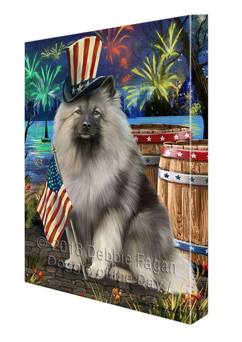 4th of July Independence Day Fireworks Keeshond Dog at the Lake Canvas Print Wall Art Décor CVS77192