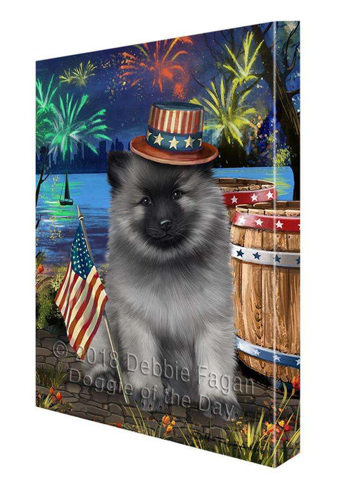 4th of July Independence Day Fireworks Keeshond Dog at the Lake Canvas Print Wall Art Décor CVS77201