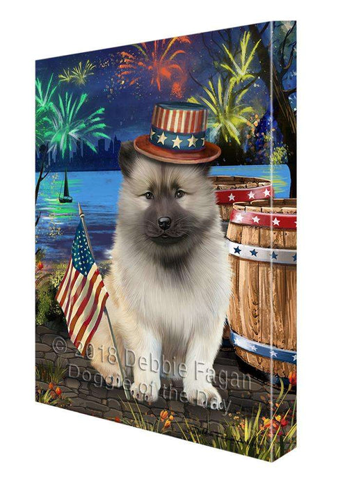 4th of July Independence Day Fireworks Keeshond Dog at the Lake Canvas Print Wall Art Décor CVS77210