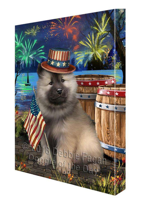 4th of July Independence Day Fireworks Keeshond Dog at the Lake Canvas Print Wall Art Décor CVS77219