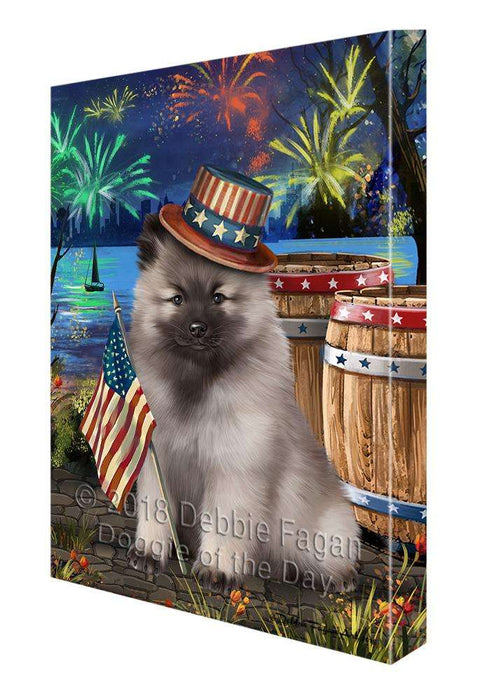 4th of July Independence Day Fireworks Keeshond Dog at the Lake Canvas Print Wall Art Décor CVS77228