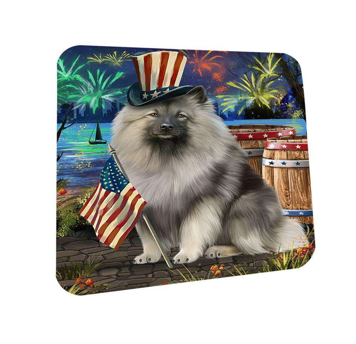 4th of July Independence Day Fireworks Keeshond Dog at the Lake Coasters Set of 4 CST51137