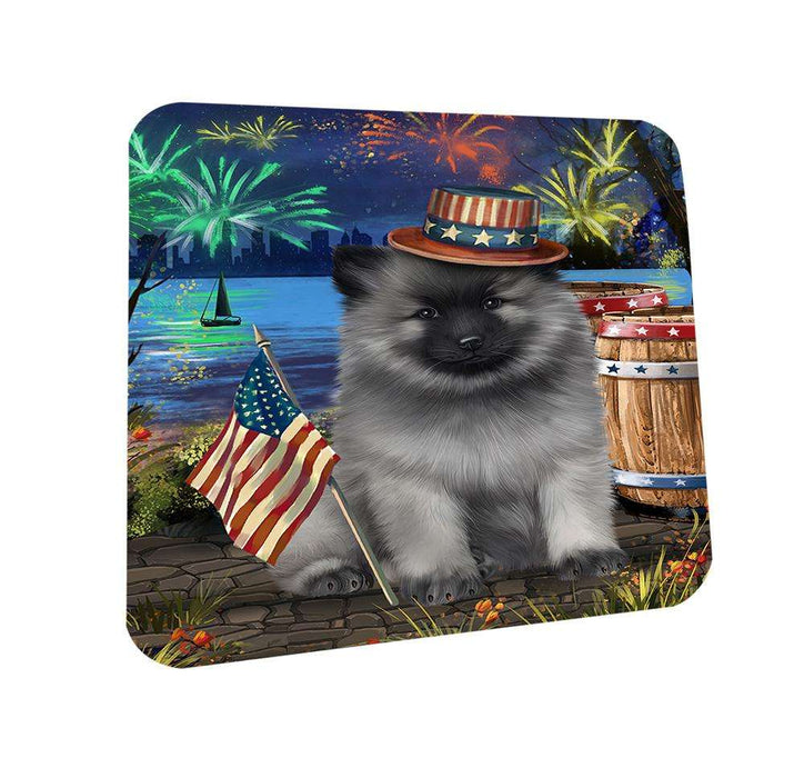 4th of July Independence Day Fireworks Keeshond Dog at the Lake Coasters Set of 4 CST51138