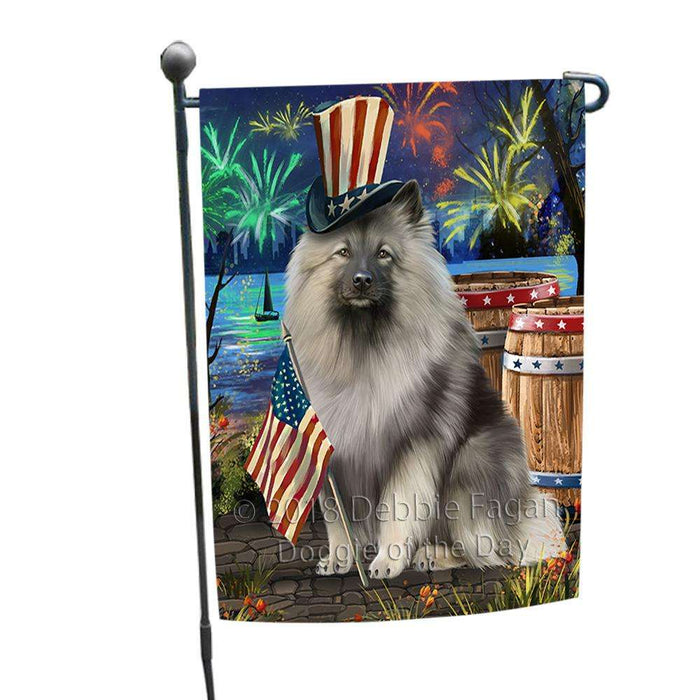 4th of July Independence Day Fireworks Keeshond Dog at the Lake Garden Flag GFLG51100