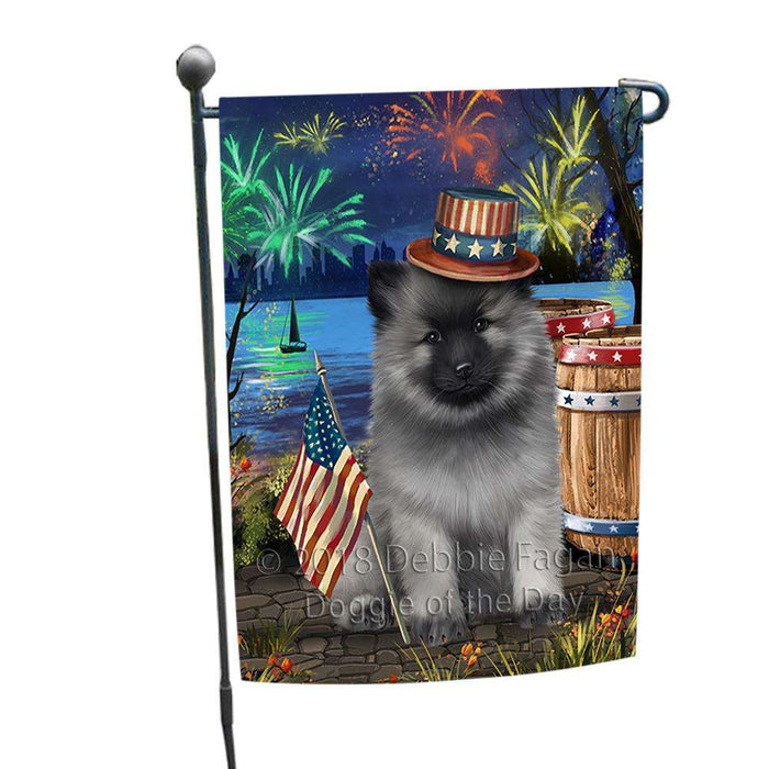 4th of July Independence Day Fireworks Keeshond Dog at the Lake Garden Flag GFLG51101