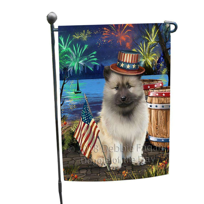 4th of July Independence Day Fireworks Keeshond Dog at the Lake Garden Flag GFLG51102