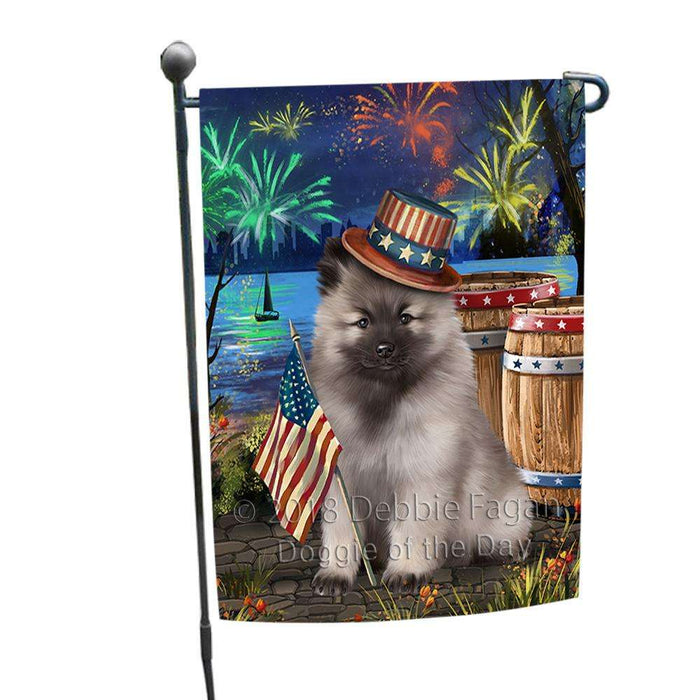 4th of July Independence Day Fireworks Keeshond Dog at the Lake Garden Flag GFLG51104