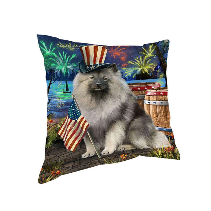 4th of July Independence Day Fireworks Keeshond Dog at the Lake Pillow PIL60776