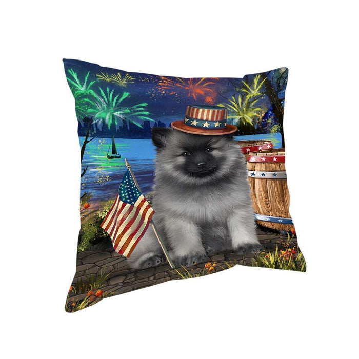 4th of July Independence Day Fireworks Keeshond Dog at the Lake Pillow PIL60780
