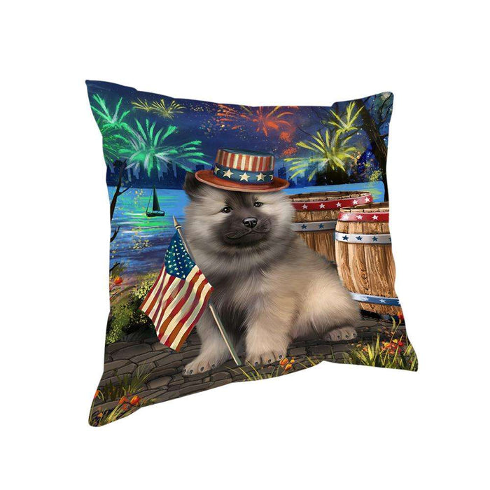 4th of July Independence Day Fireworks Keeshond Dog at the Lake Pillow PIL60788