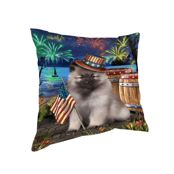 4th of July Independence Day Fireworks Keeshond Dog at the Lake Pillow PIL60792