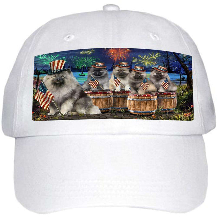 4th of July Independence Day Fireworks Keeshonds at the Lake Ball Hat Cap HAT56853