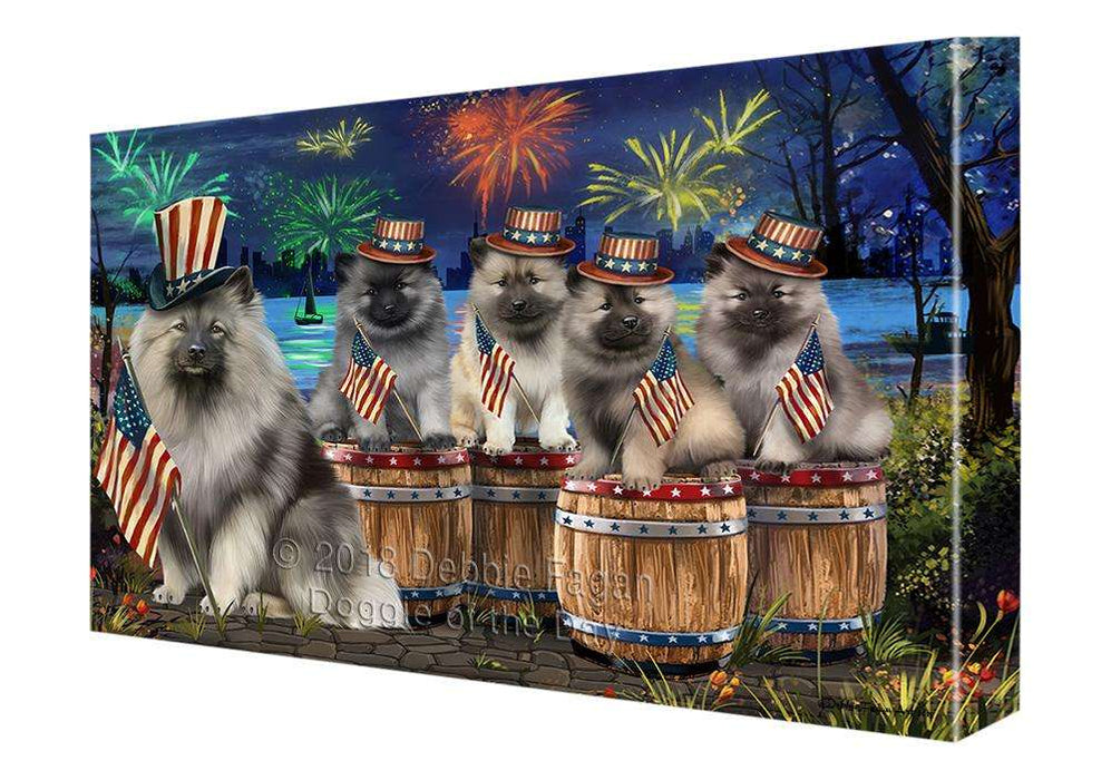 4th of July Independence Day Fireworks Keeshonds at the Lake Canvas Print Wall Art Décor CVS75950